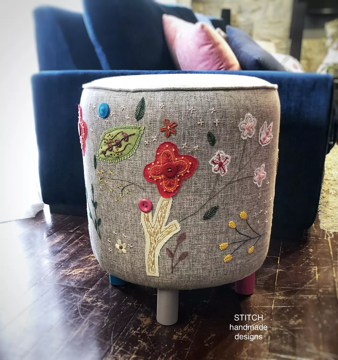 Blooming applique ottoman image