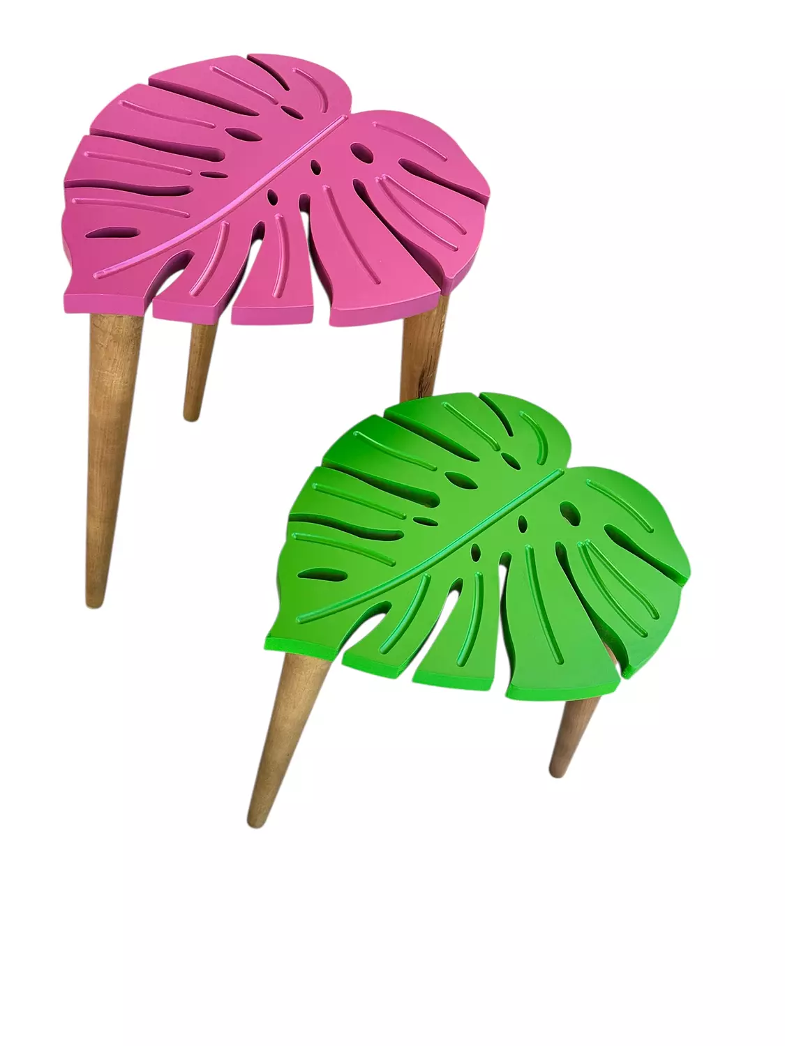 Set of 2 Side Tables - Leaves Pink image
