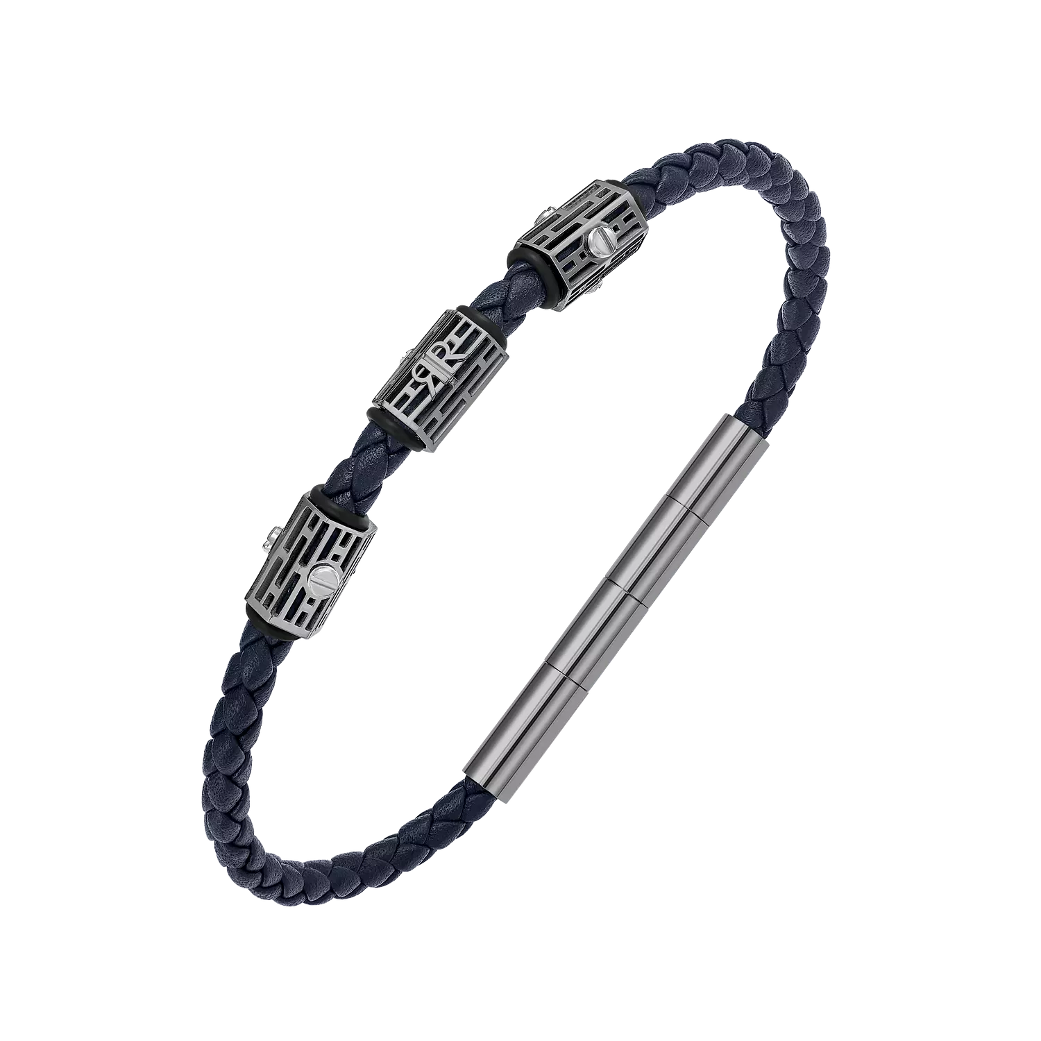 CERRUTI Braided Blue Leather Stainless Steel Bracelet CIAGB0012002 image