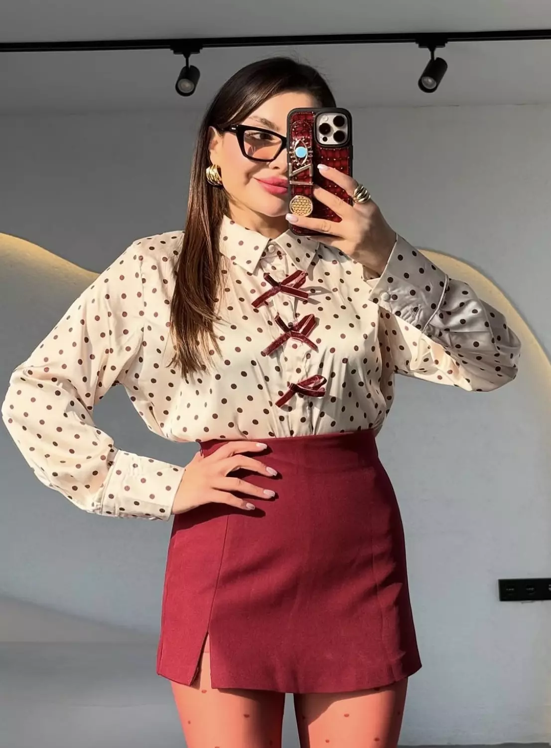 Polka Dot Bow Shirt image