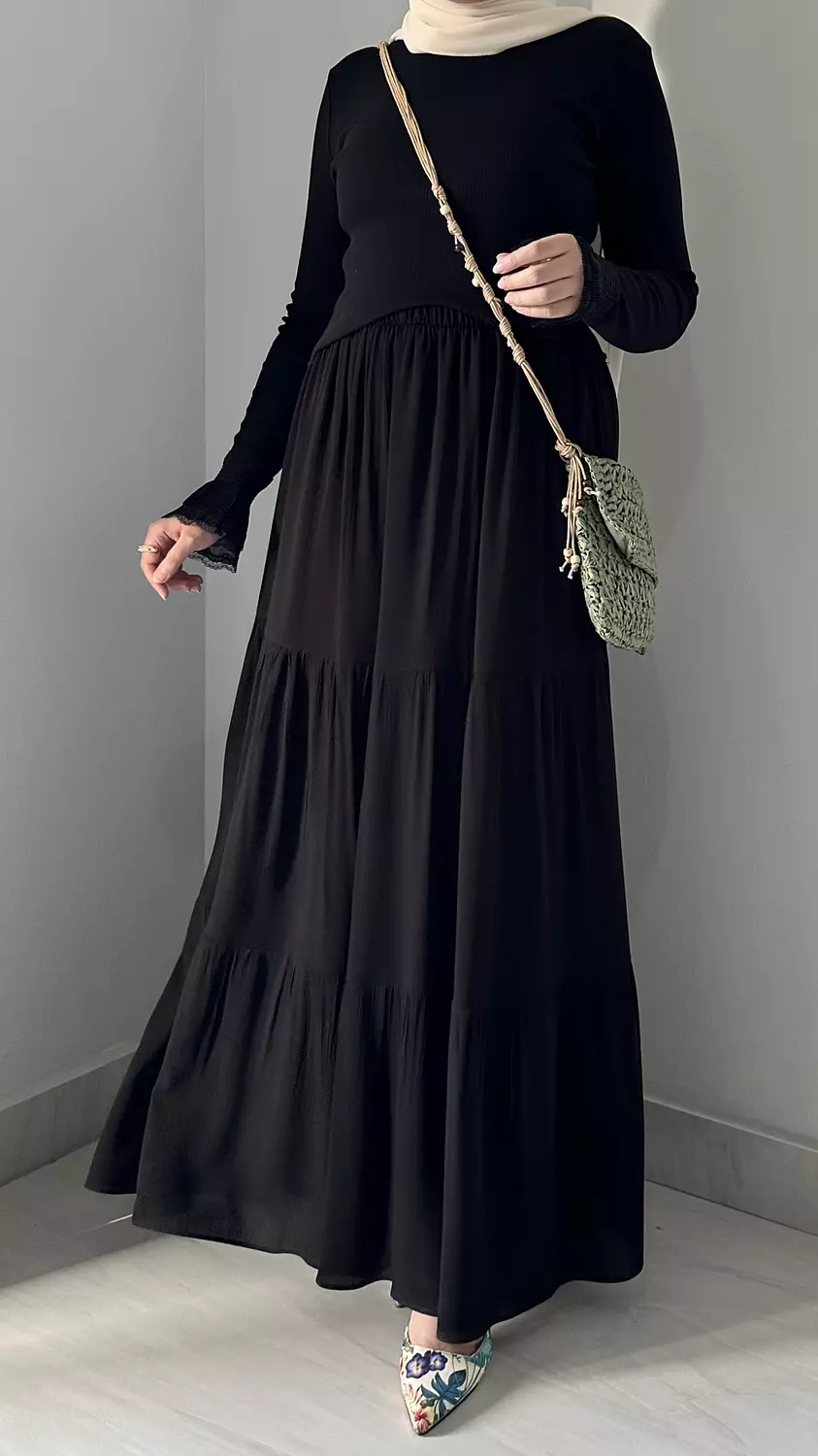Black cotton koresha skirt