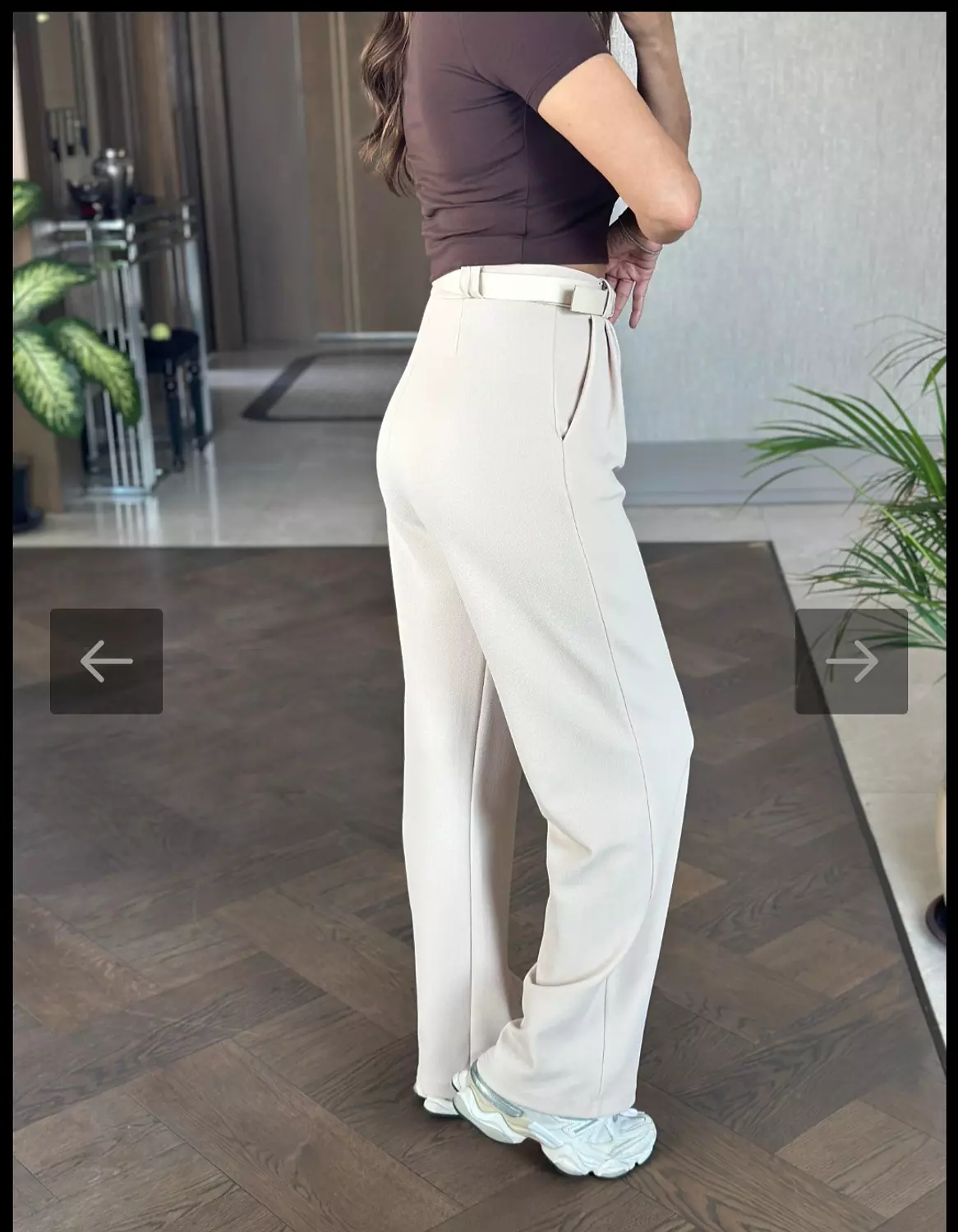 Beige Classic Pants with Belt  2