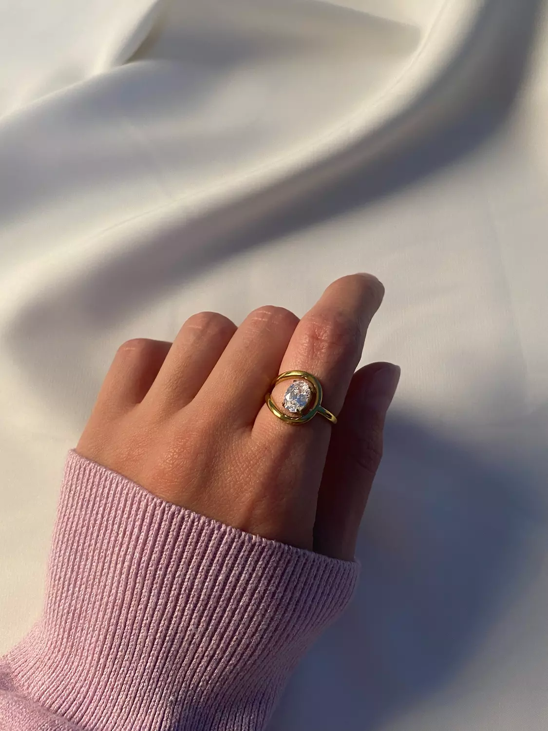 Oval Stone Asymmetrical Ring 1