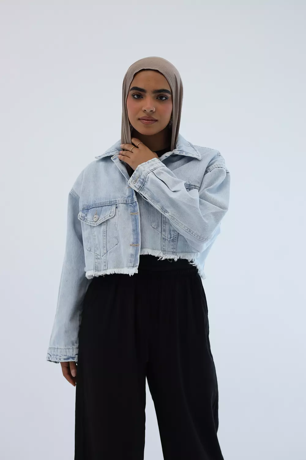 Cropped denim jacket image