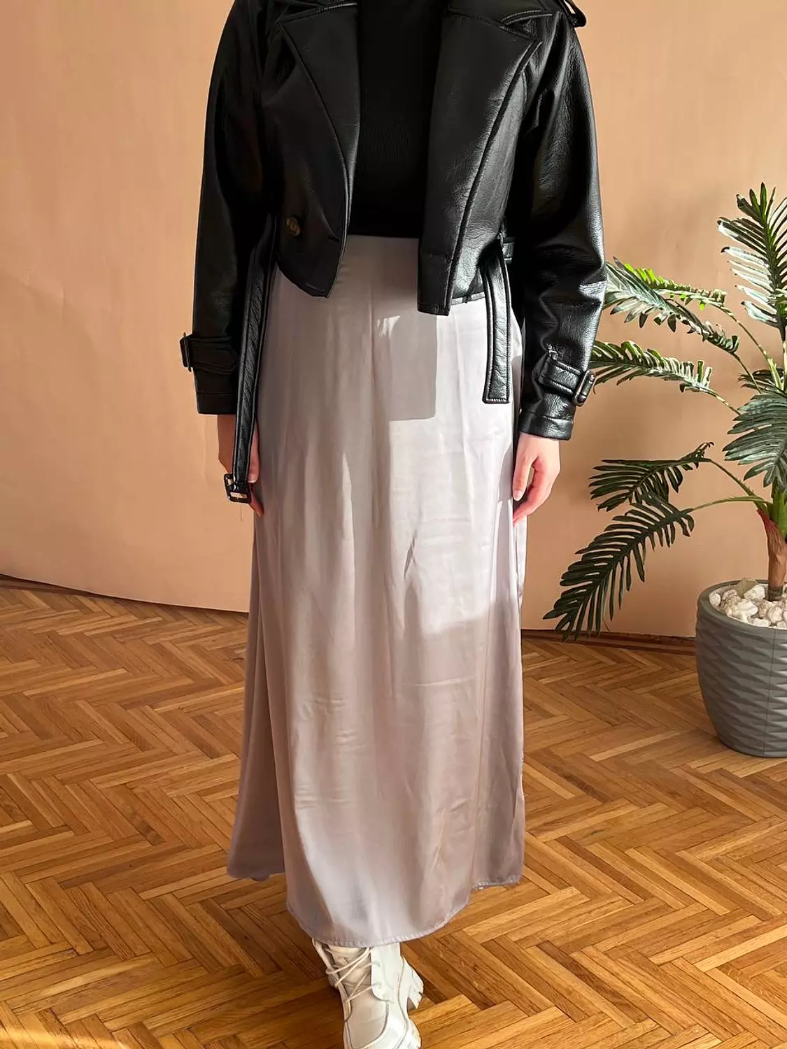 A-line Gray Satin Skirt - new addition   image