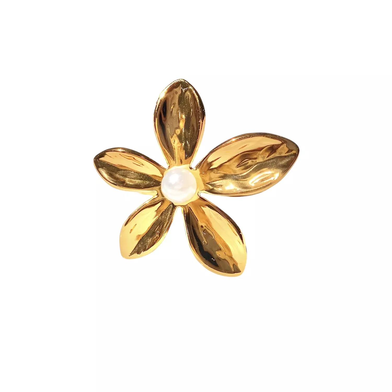 Big flower with pearl stainless steel ring ✨ image