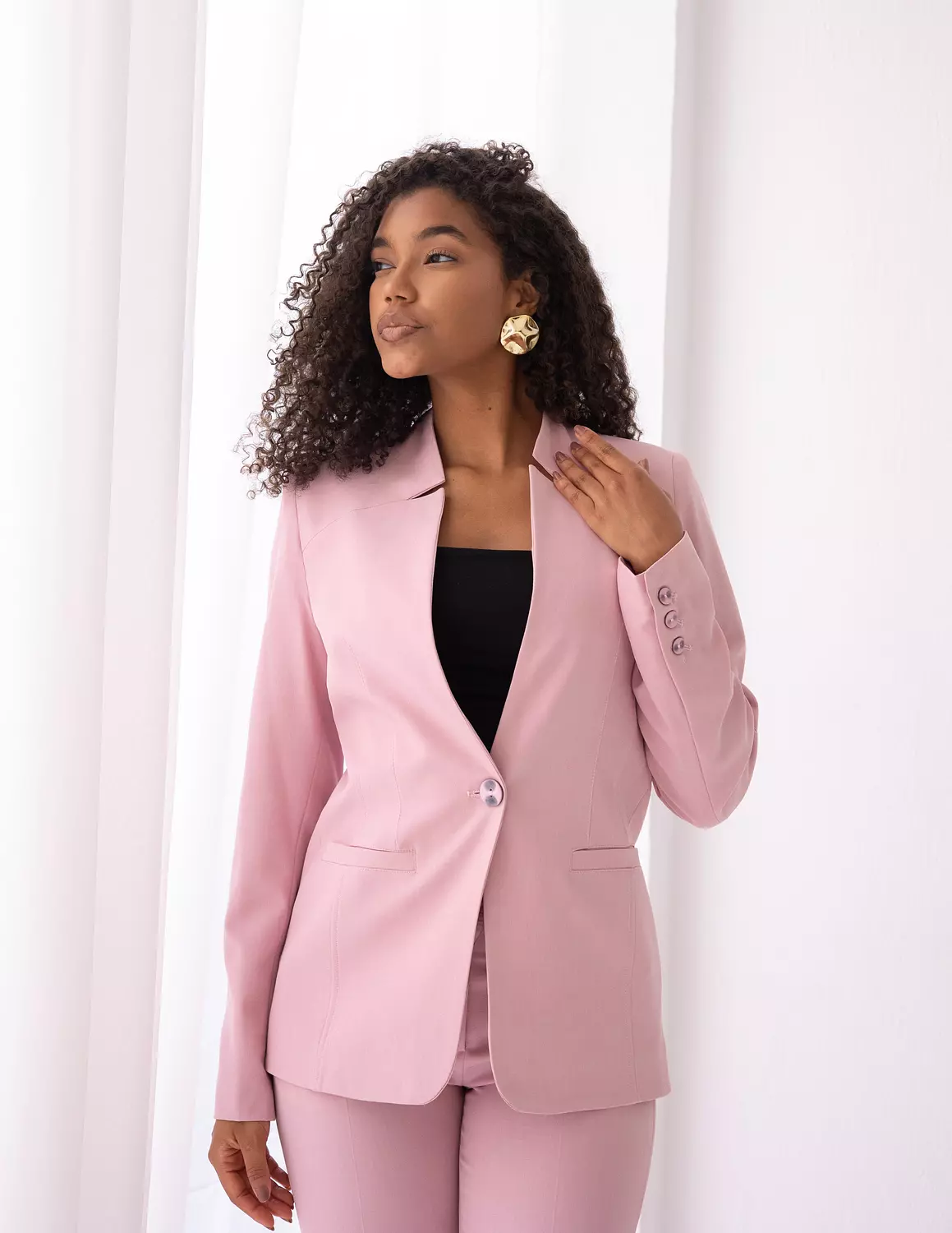 Blush Dream collarless blazer  image