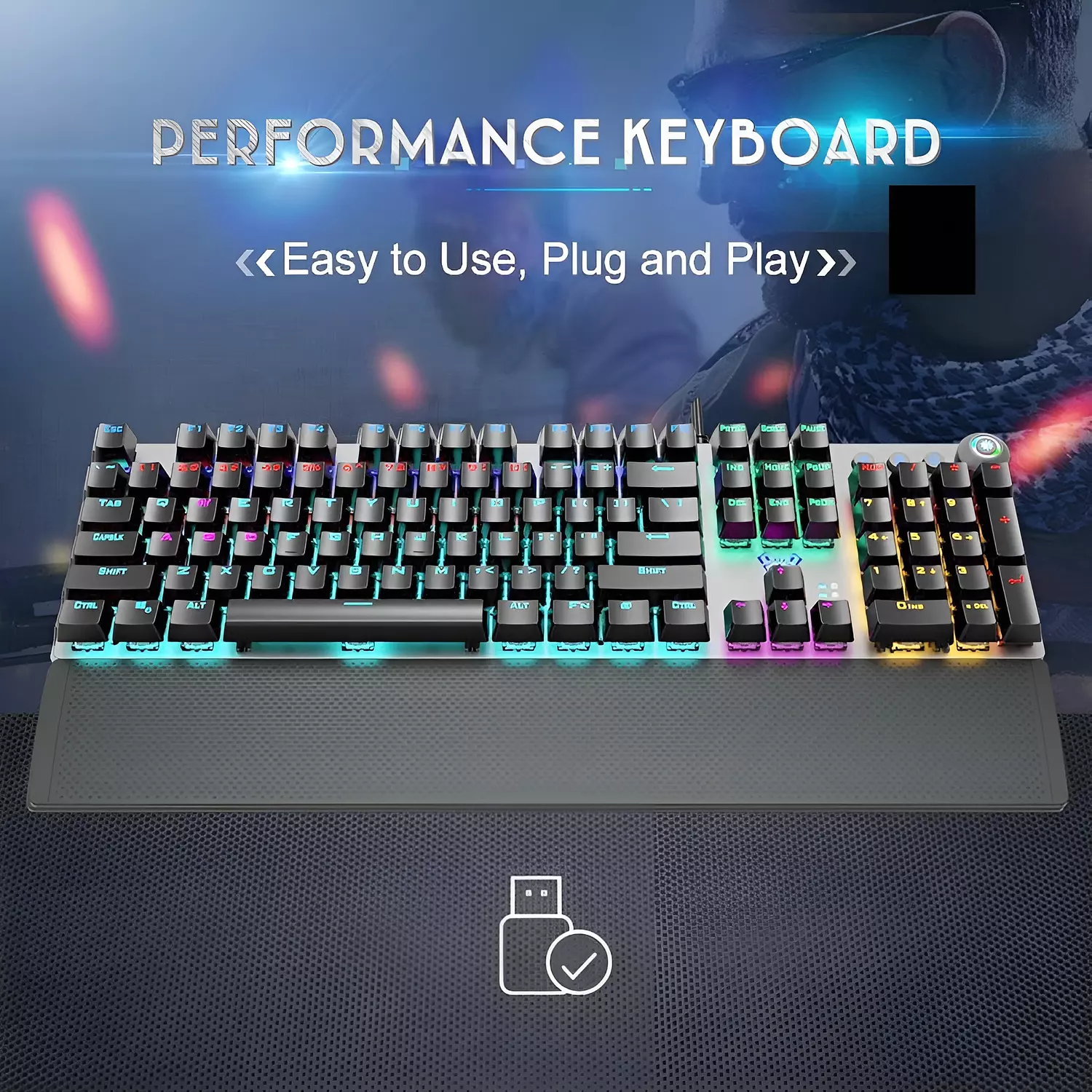 Mechanical Gaming Keyboard Aula F2088 with RGB lights - 108-Key  9