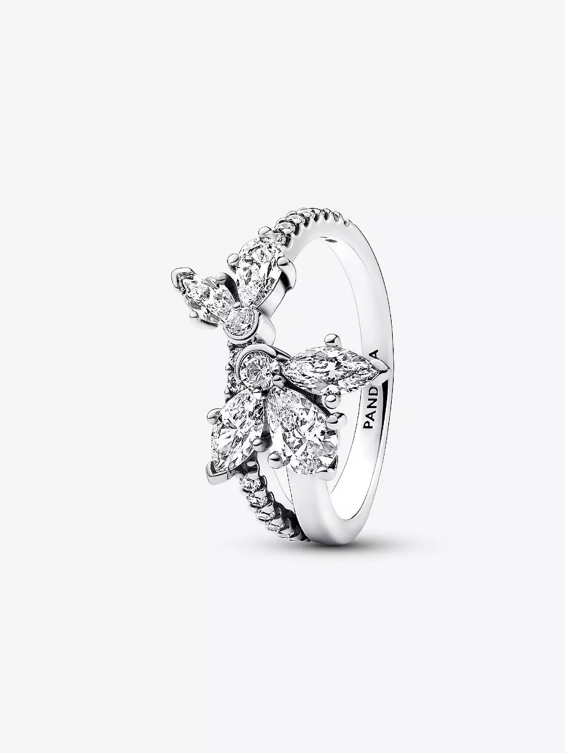 Sparkling Asymmetrical Herbarium Cluster Ring Sterling silver