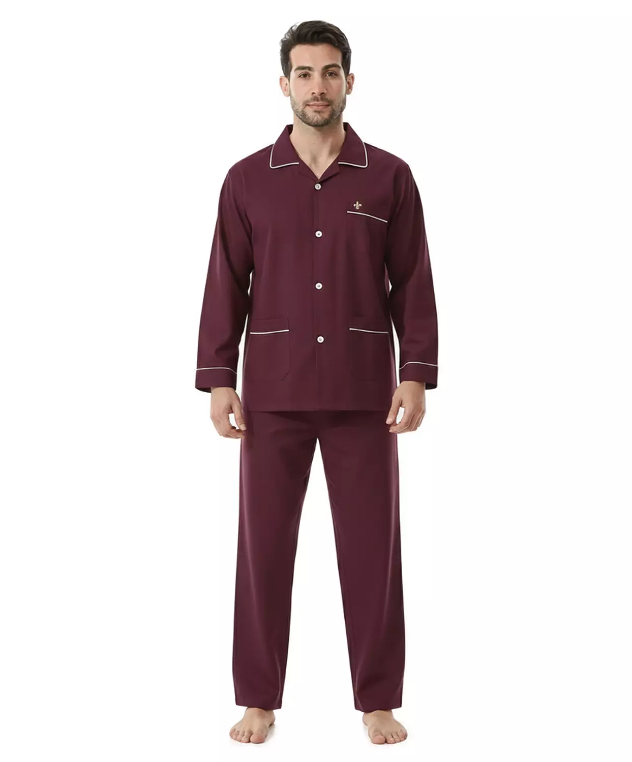 Men's Classic Pajama Set Autumn PJ - 2584 - Maroon image