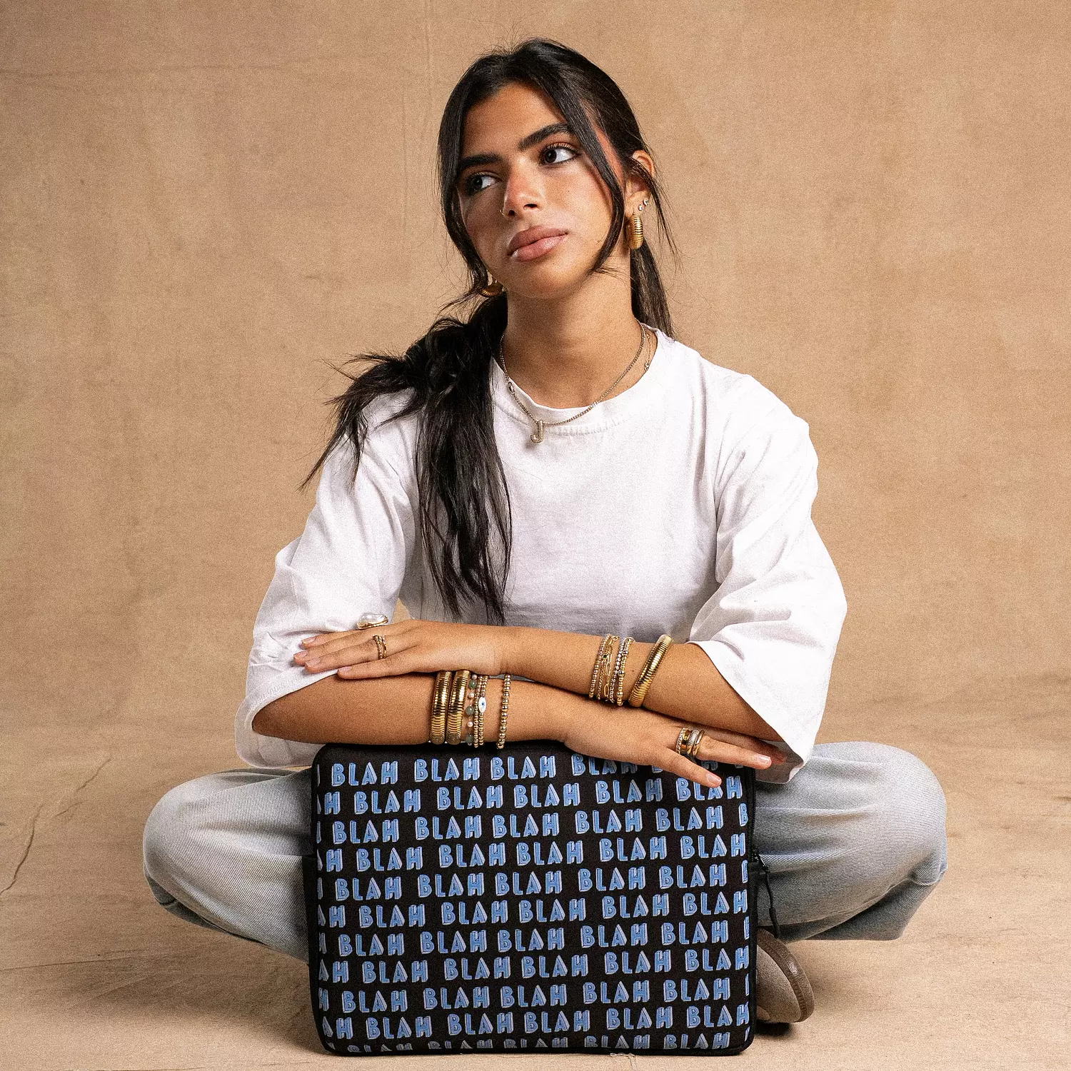 BLAH BLAH BLACK ‘N’ BLUE LAPTOP SLEEVE hover image
