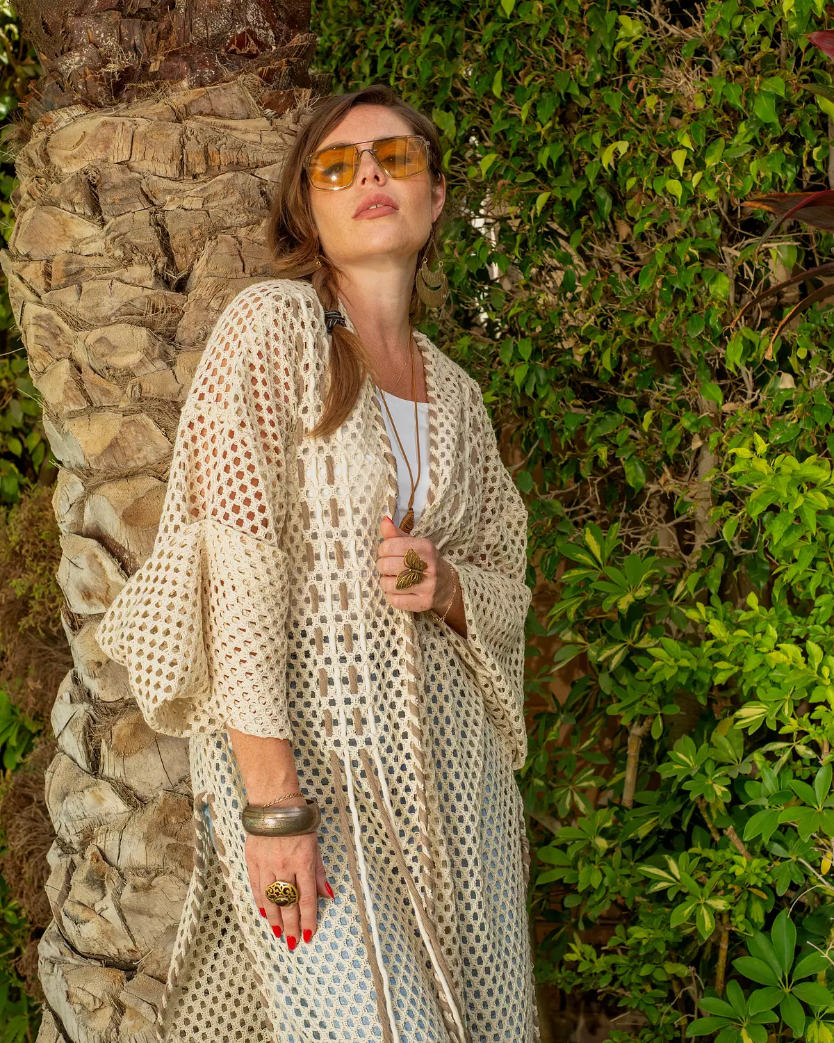 Beige Handmade Net Cardigan 2