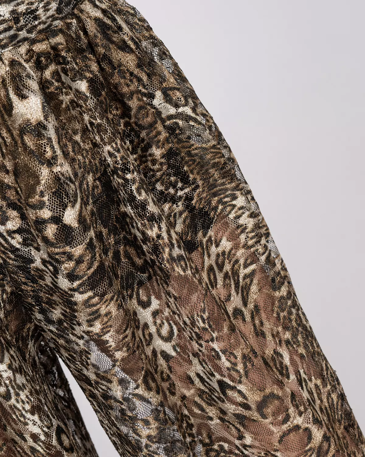 French leopard lace balloon trousers in gold tones 3