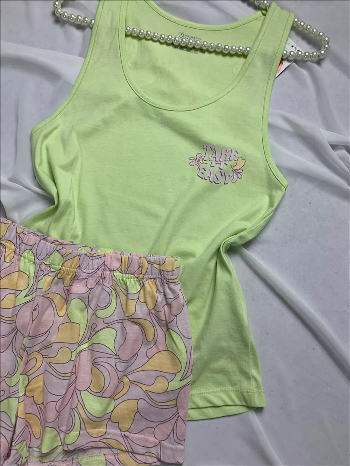 Cotton pj set from primark cares hover image