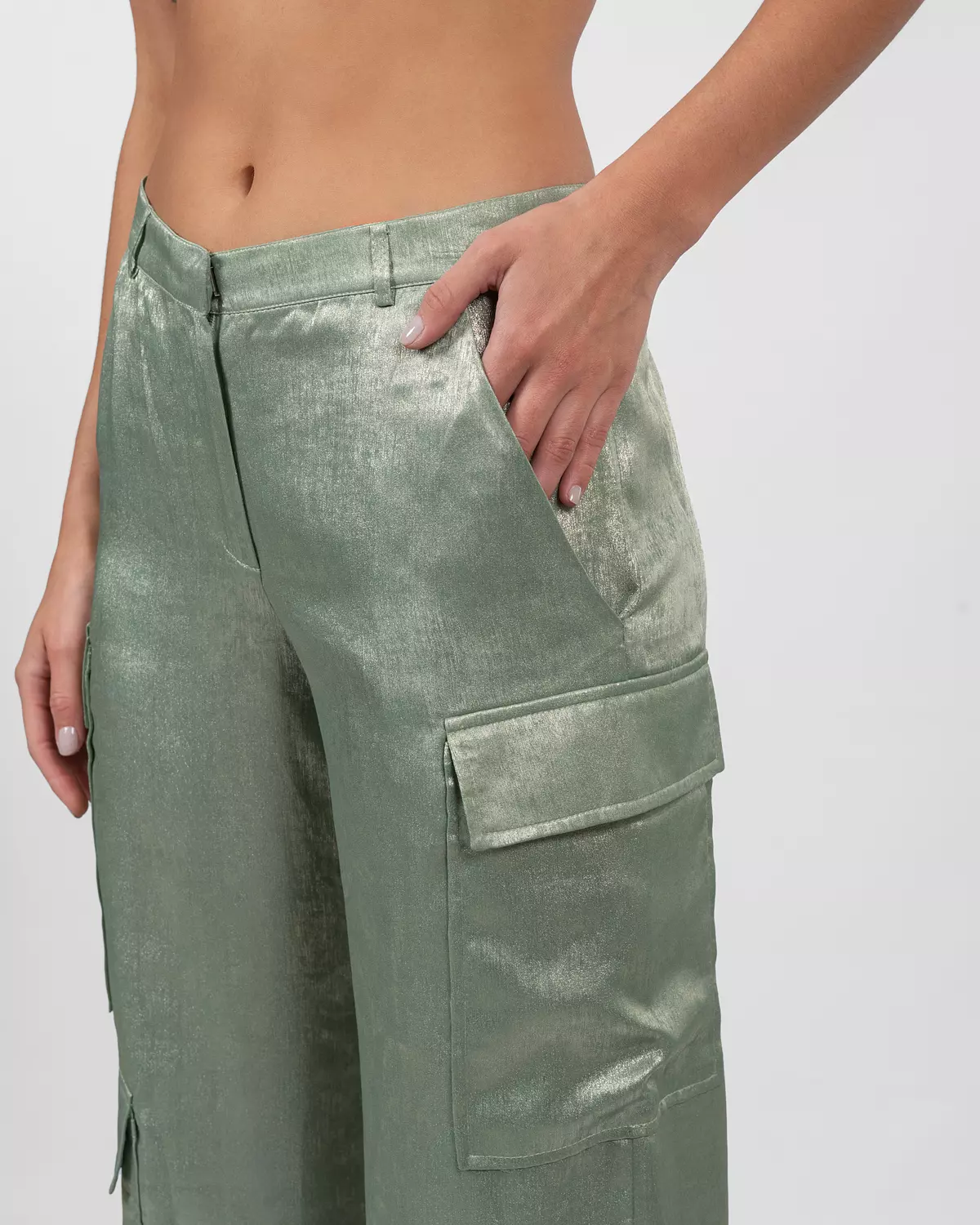 Satin Cargo Wide-Leg Pants 3