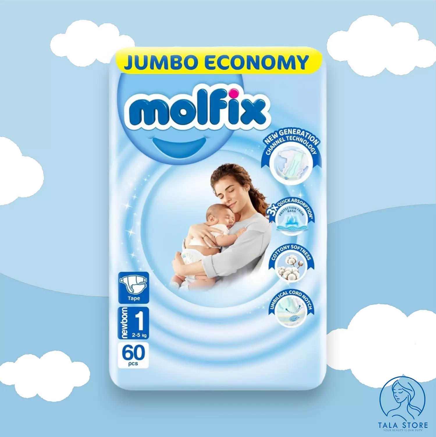 Molfix Jumbo Pack - New Born Size 1 - 60 pcs image