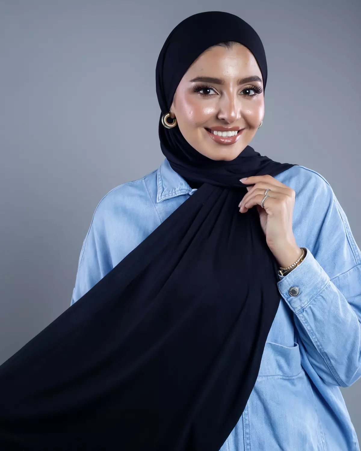 Jamila 2 in 1 black  cotton scarf  3