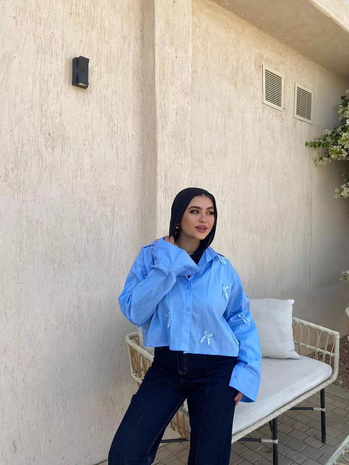  Cropped Ribbon bow shirt  4