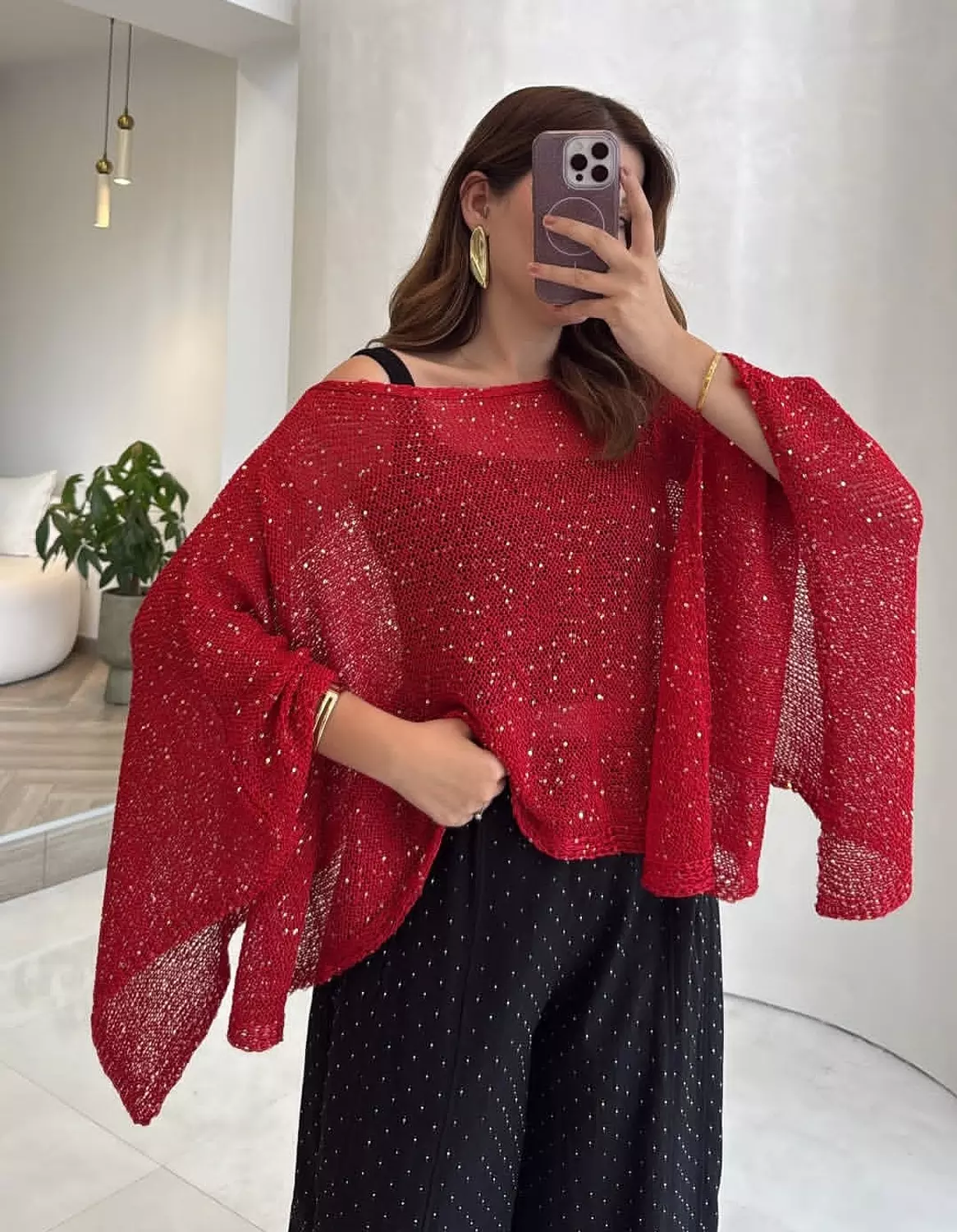 Red glittery Poncho  image