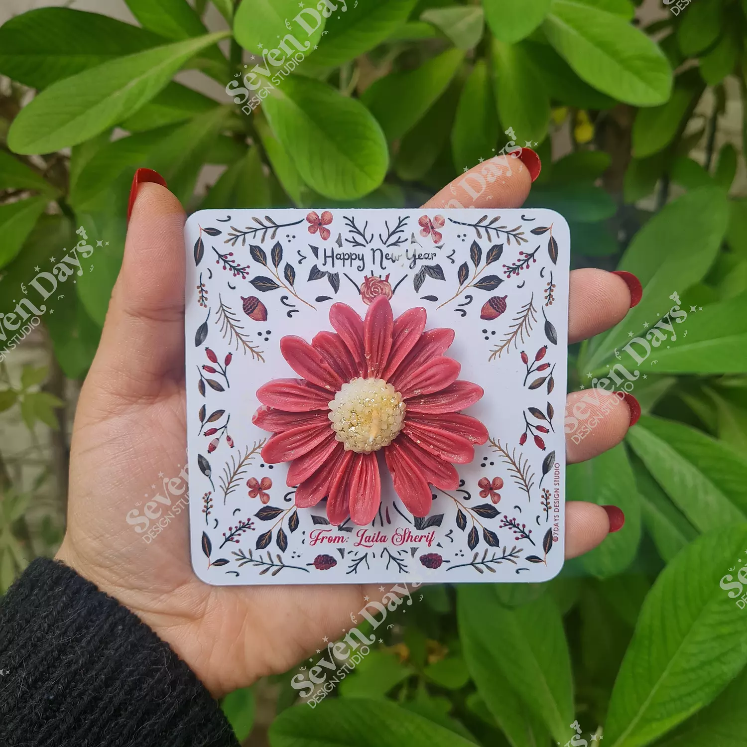 Square Card Christmas Red Candle image