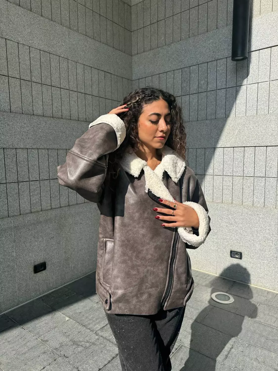 Stonewashed Oversized Leather Jacket 8