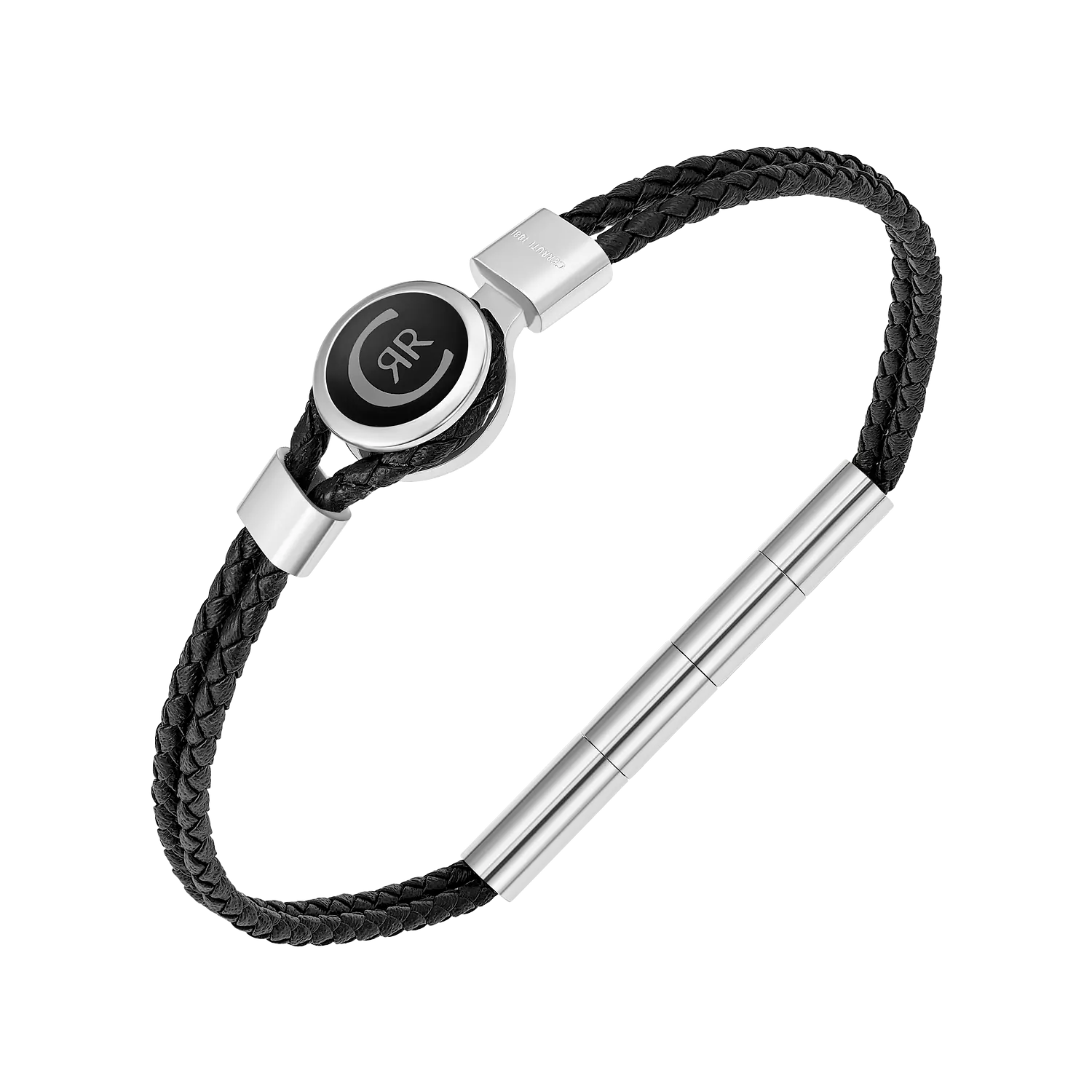 CERRUTI Braided Black Leather Stainless Steel Bracelet CIAGB0012301 image