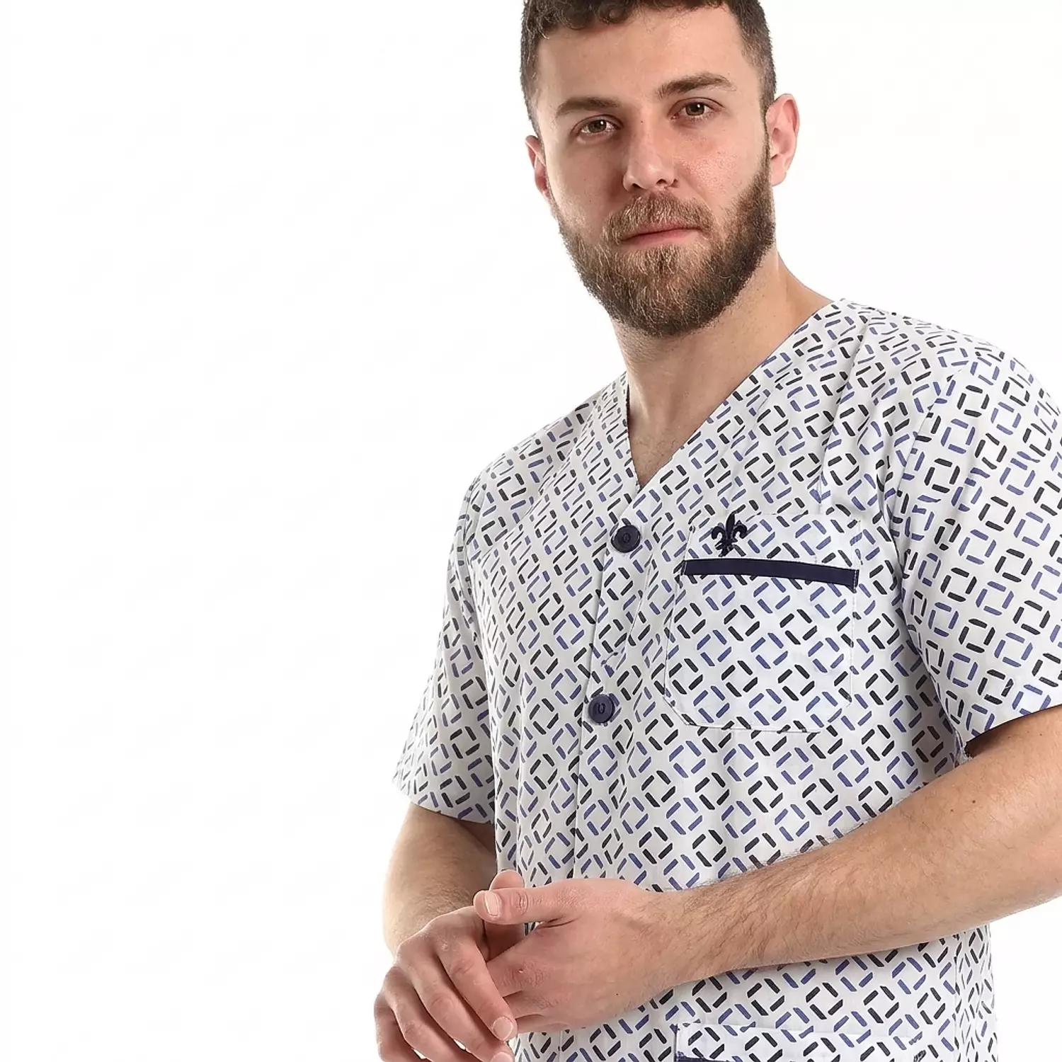 بيجاما رجالي مطبوعه كلاسيك - 2286 - ابيض (1) hover image