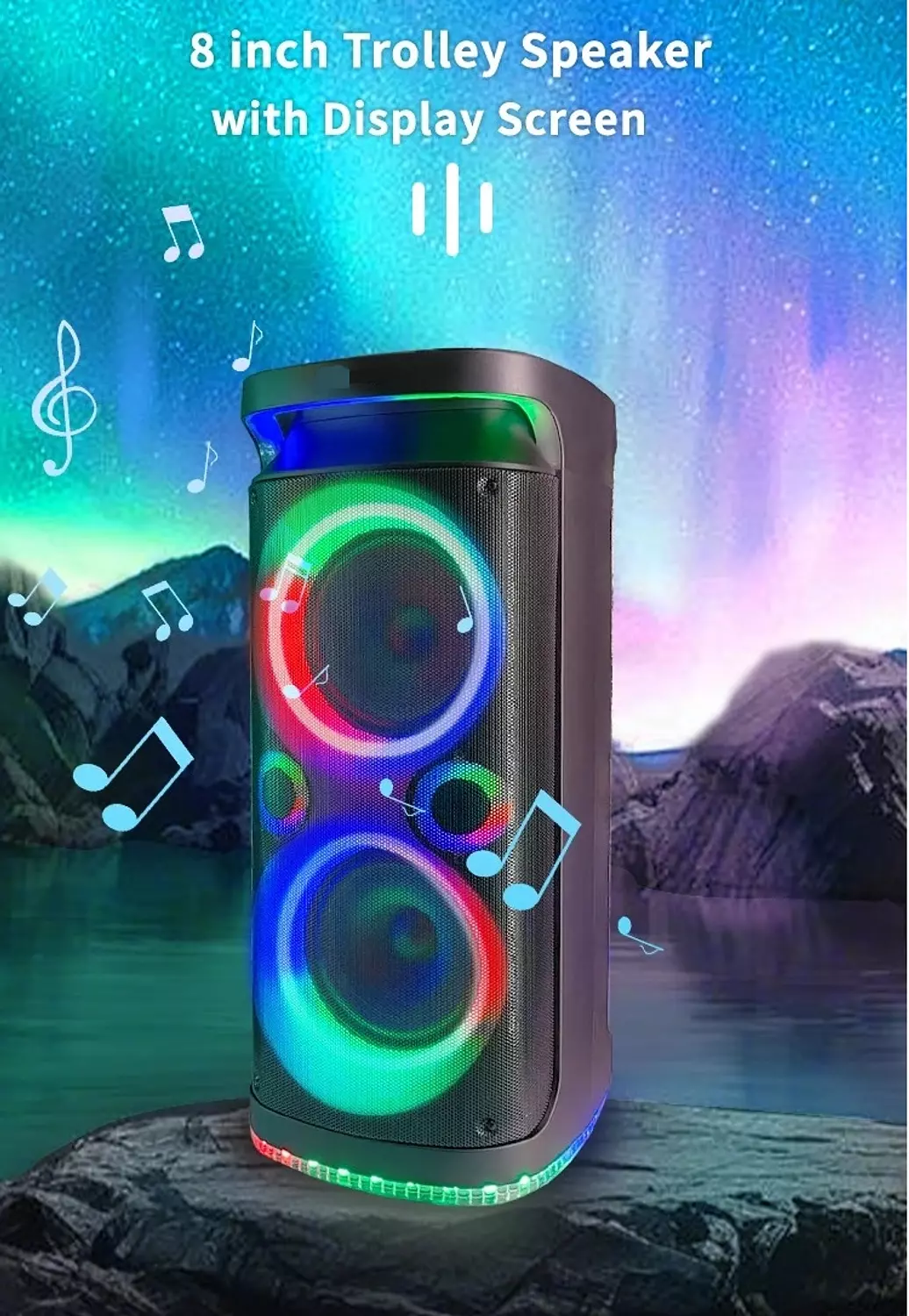 VOVO Double 8-Inch Party Speaker 40W- V-2870 with Mic & Remote 12