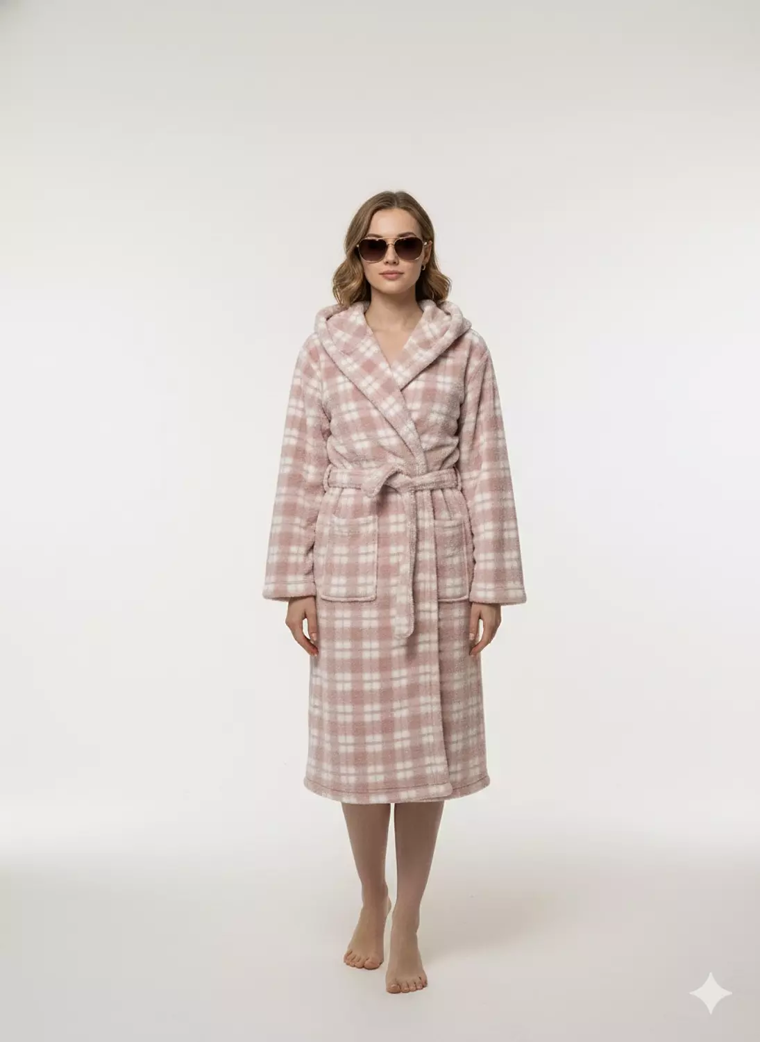 Blush Carreau Rabbit Fur Short Winter Robe 4