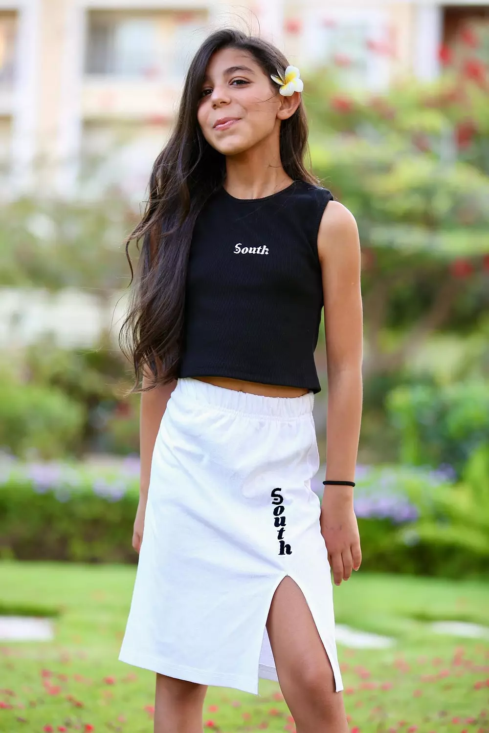 SOUTH MELON cropped Black cotton Top image