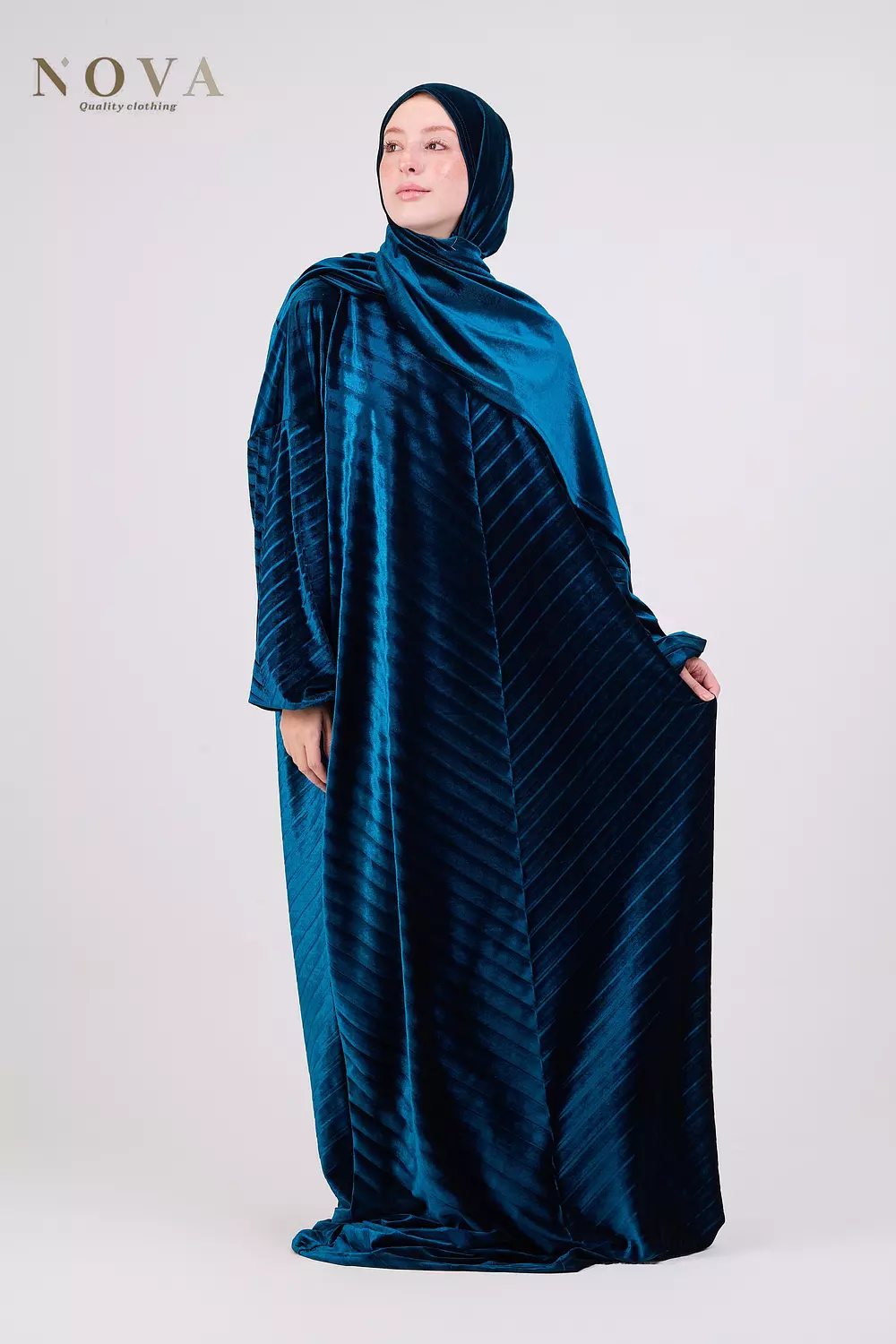 Teal pleated velvet  2