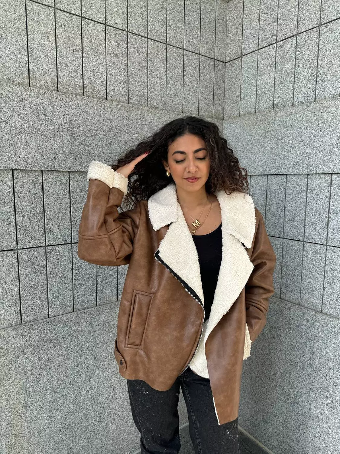 Stonewashed Oversized Leather Jacket 2