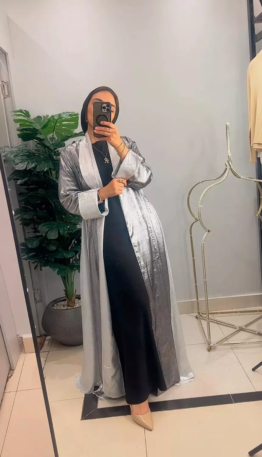 Shimmer satan kaftan silver  8