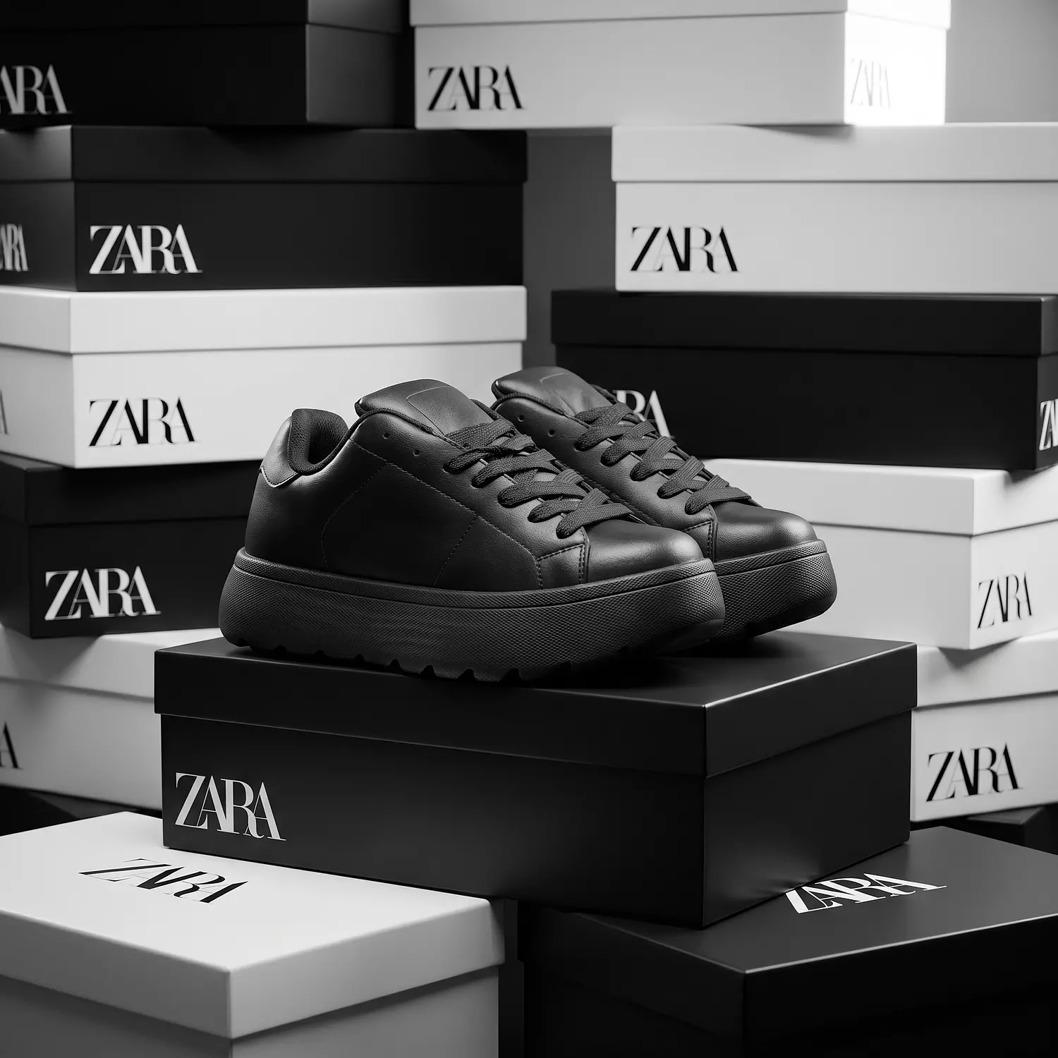  Zara Chunky Lace-Up Sneakers image