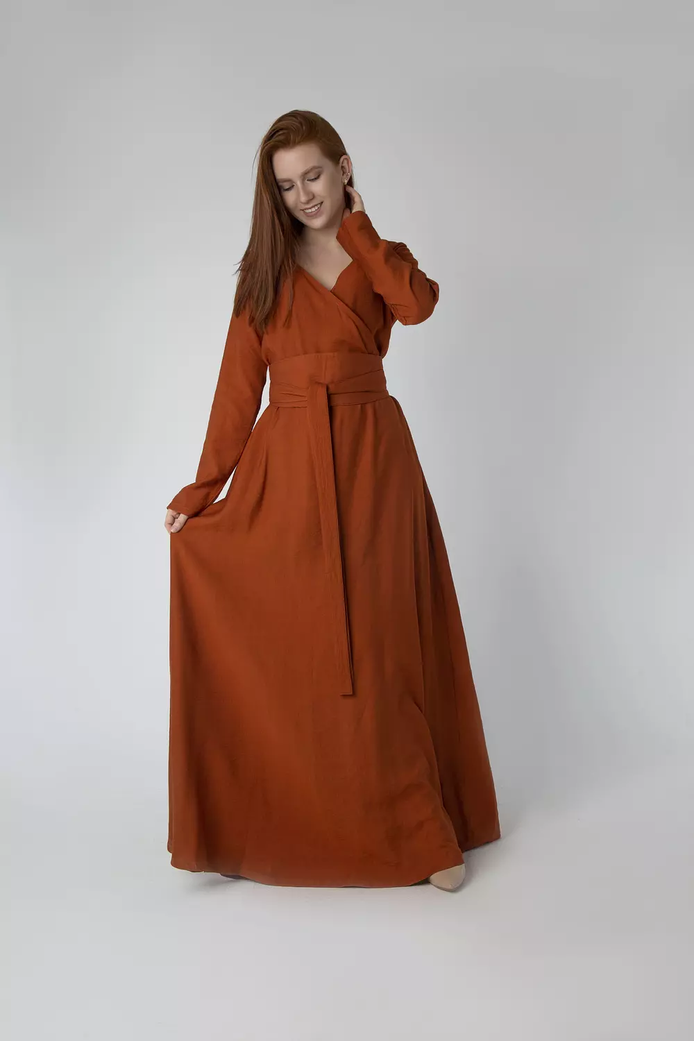 2 Linen A-Line Dress with Tie Waist hover image