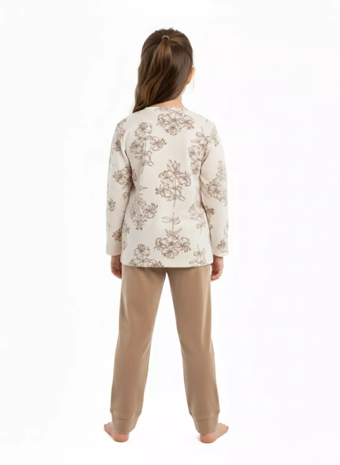 Shorto Girls Pajama Printed Flower PJ - 3102 - Beige 3