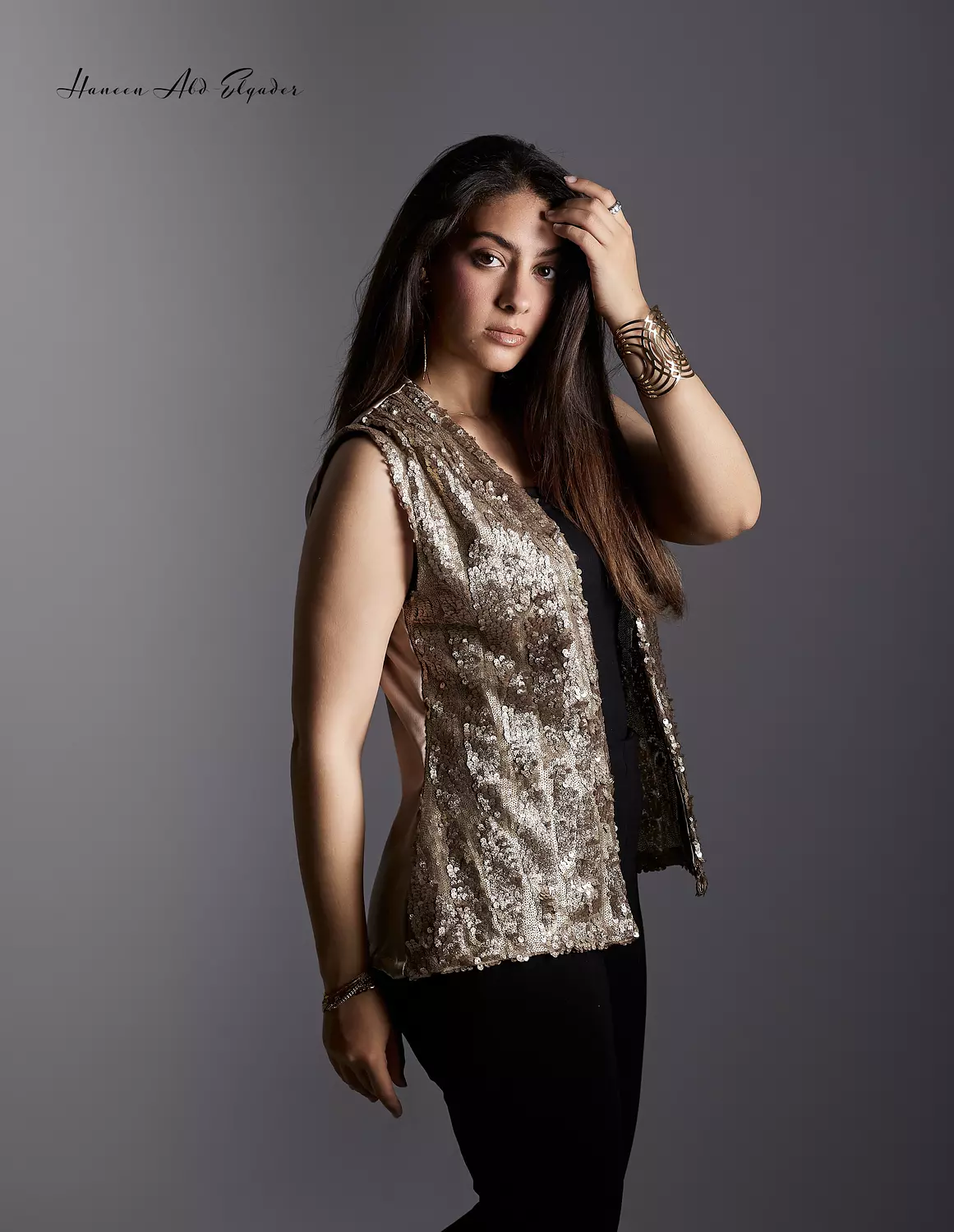 Bronze metallic sequined vest 2