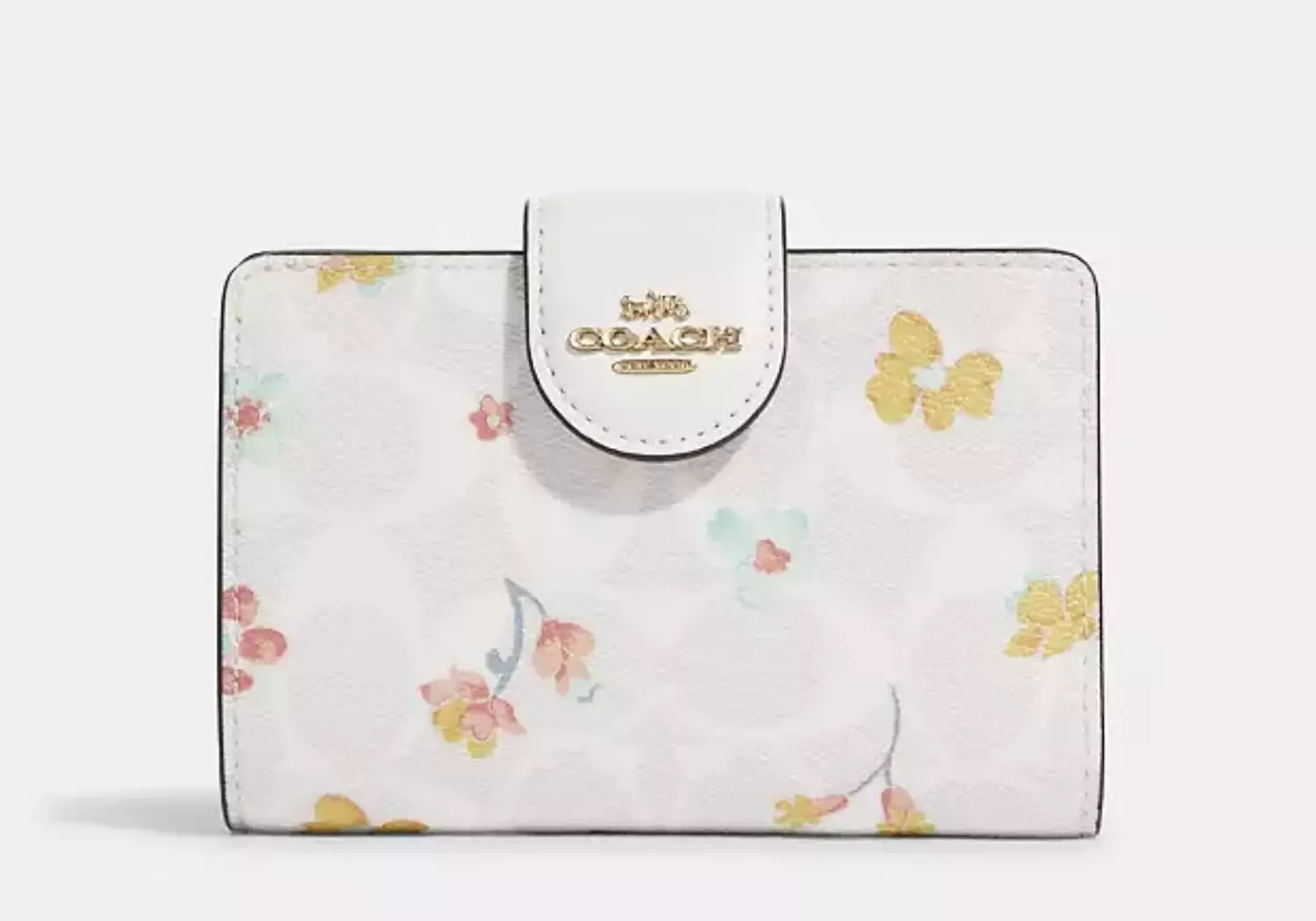 Coach Medium Corner Zip Wallet In Signature Canvas With Mystical Floral Print image