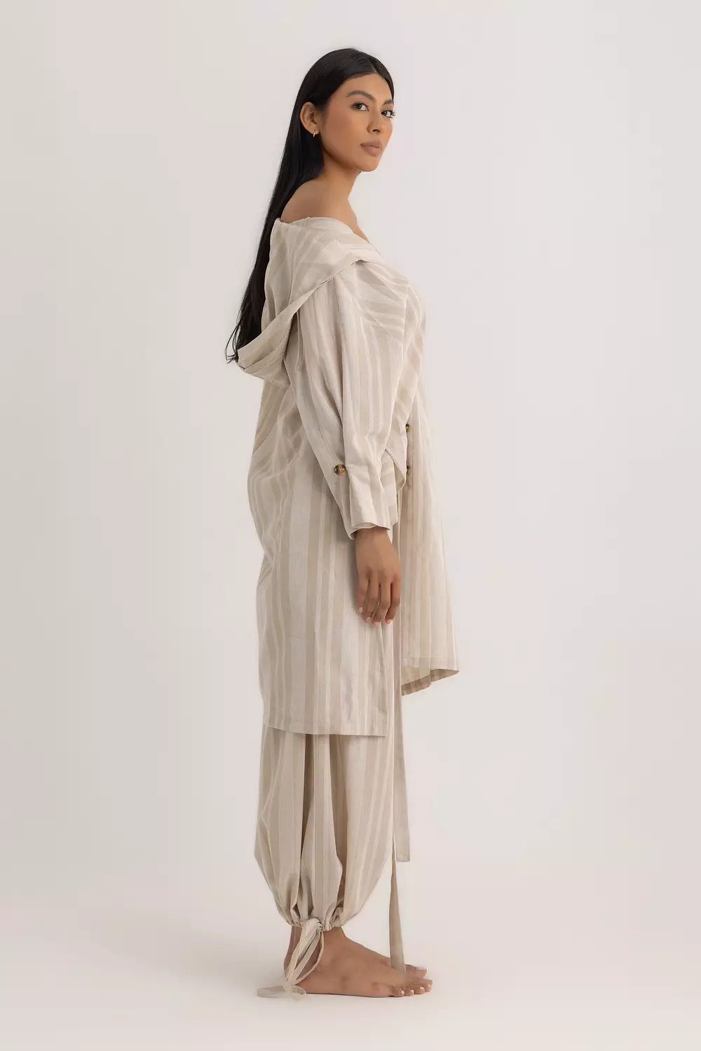 The Hadia Shirt Beige Striped 1