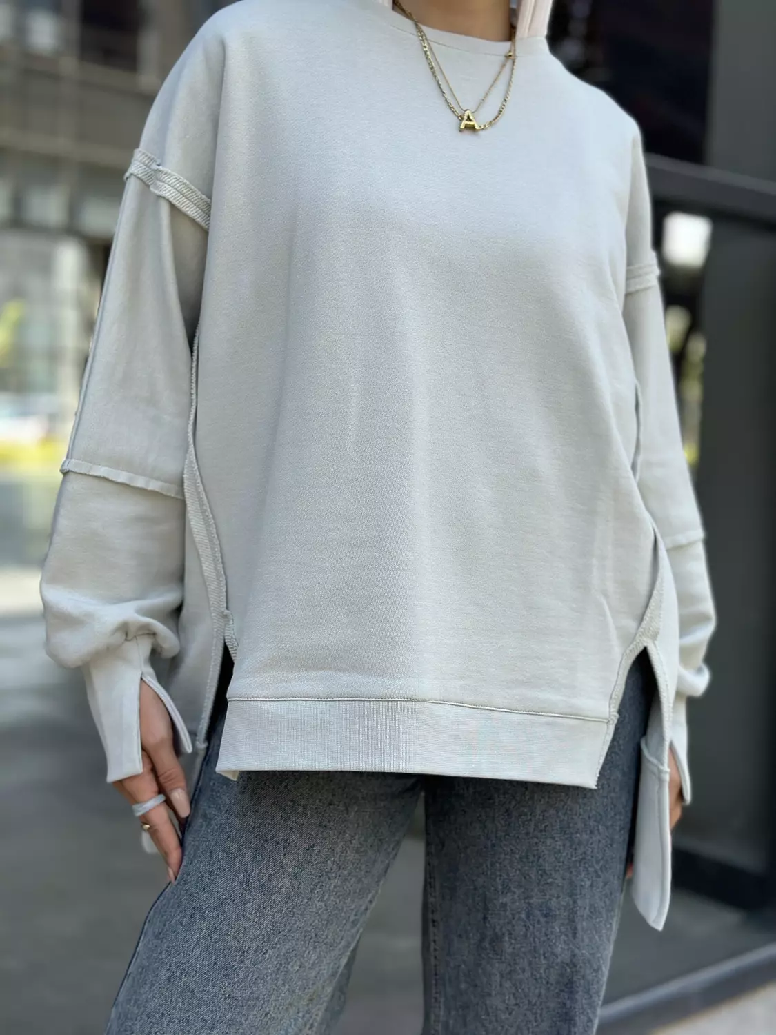 COZY SWEATSHIRT IN GREIGE  3
