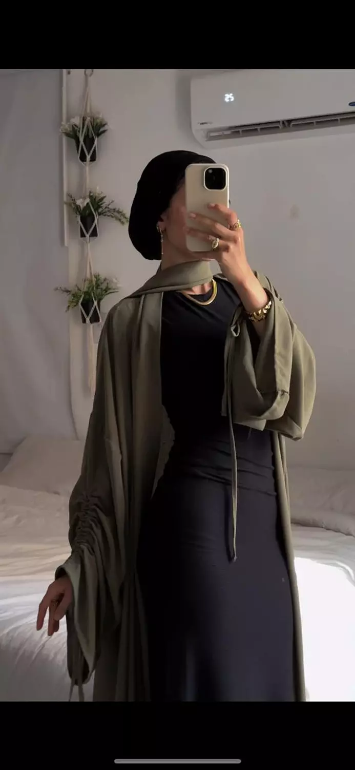 Scarfed Kaftan in olive 2