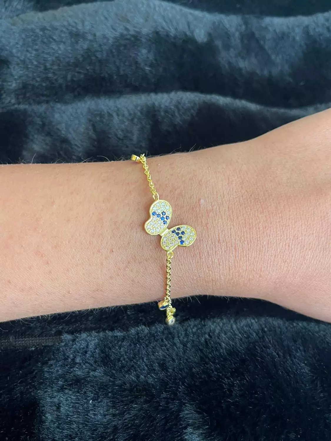 Colorful butterfly silver bracelet gold plated image
