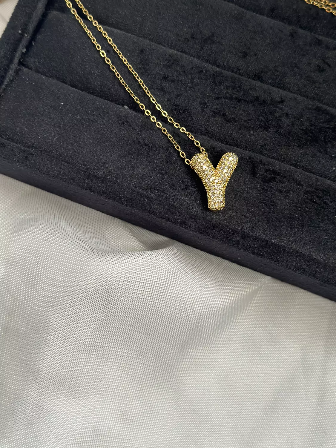 Crystal bubble letter necklace  16