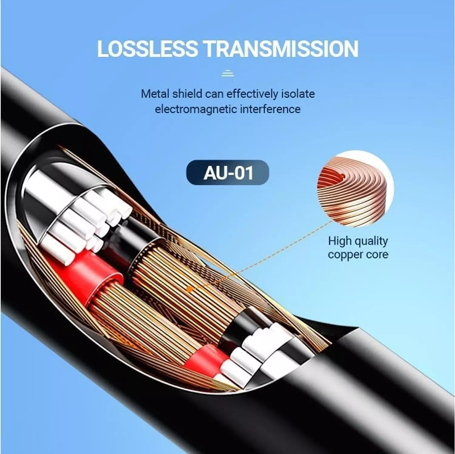 Celebrat AU-01 3.5mm AUX Audio Cable, HD Sound, Gold-Plated, 100CM 7