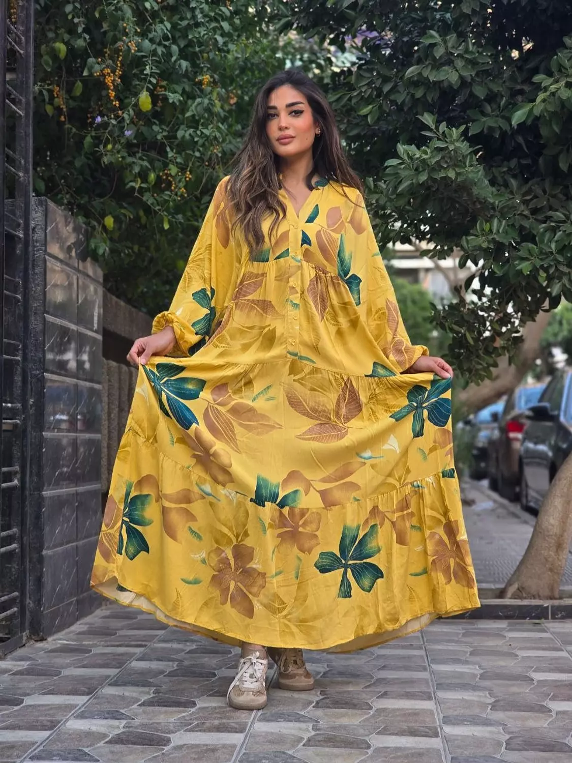 Yellow floral dress  2