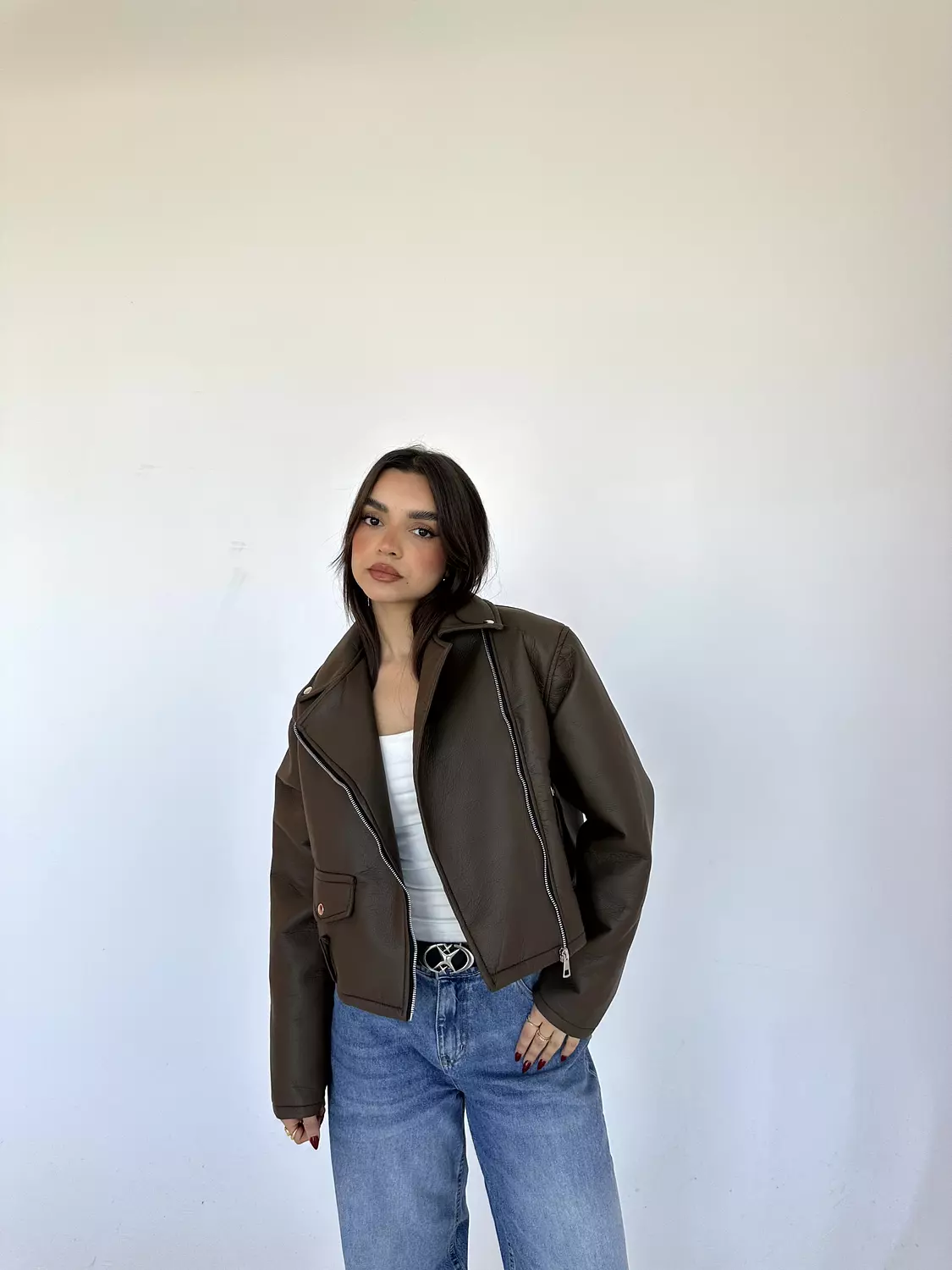 Loose Zipper Leather Jacket 5