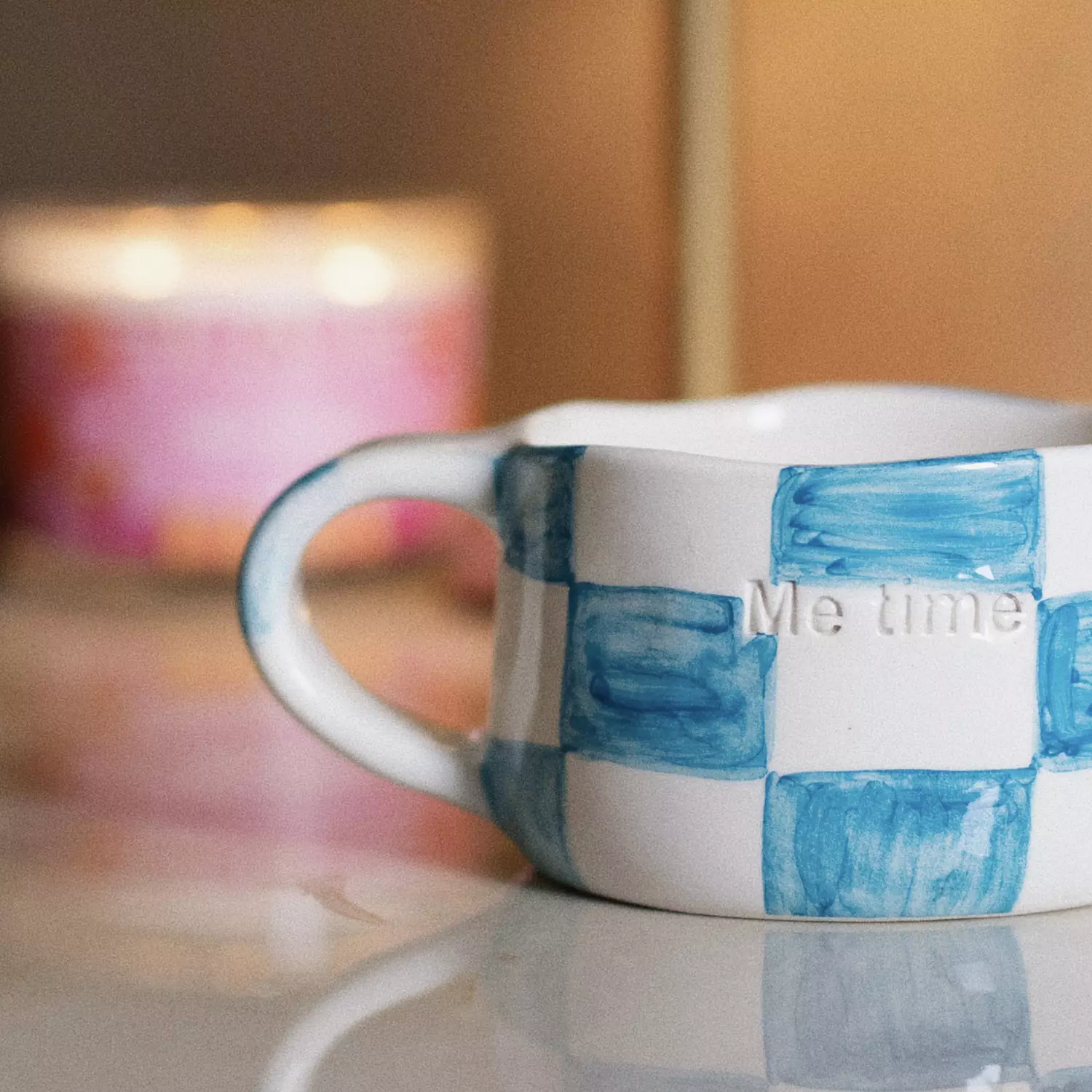 Blue grid mug  3