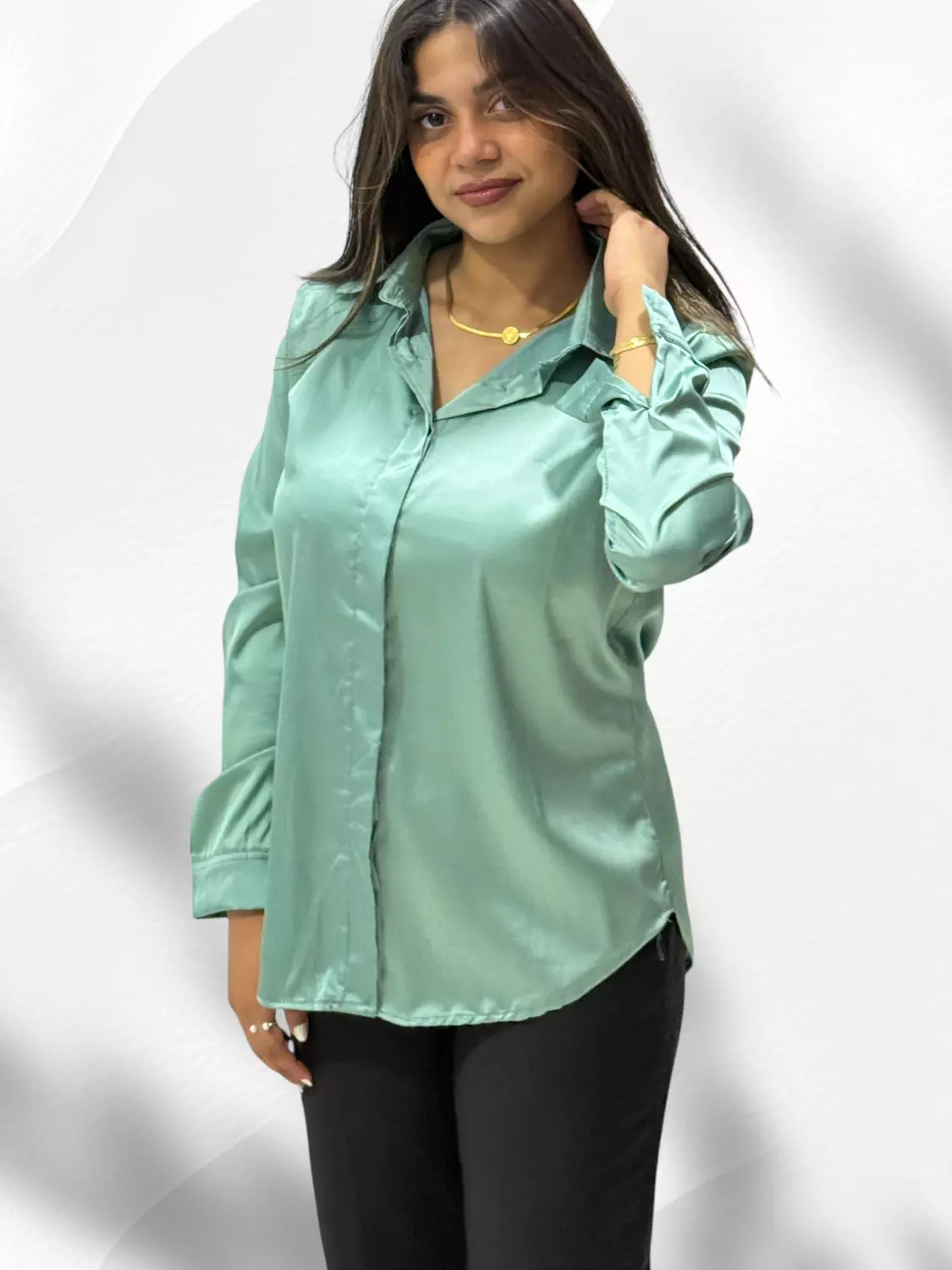 Fashion Satin Shirt- Mint 2
