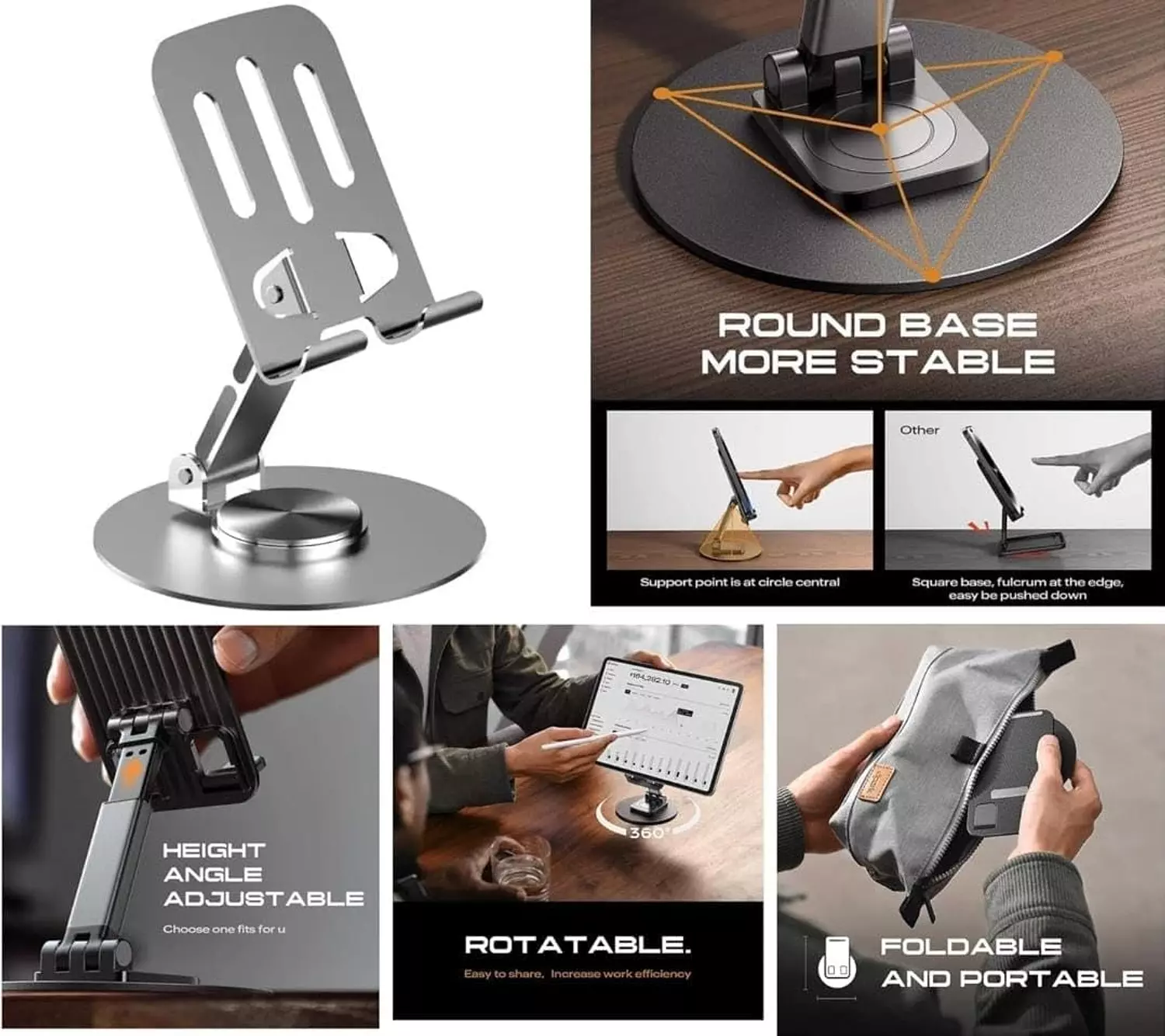 Foldable Metal Phone Holder – 360° Rotation & Adjustable Angle 6