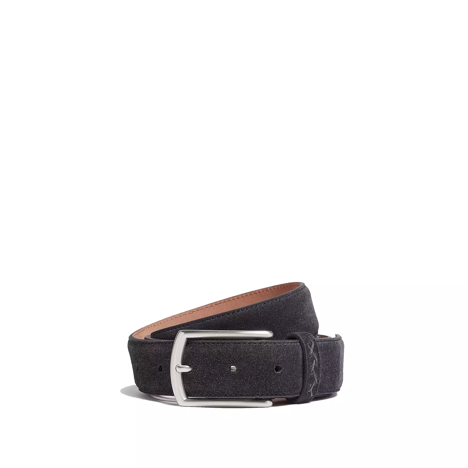 Zegna Triple Stitch suede belt in Black image